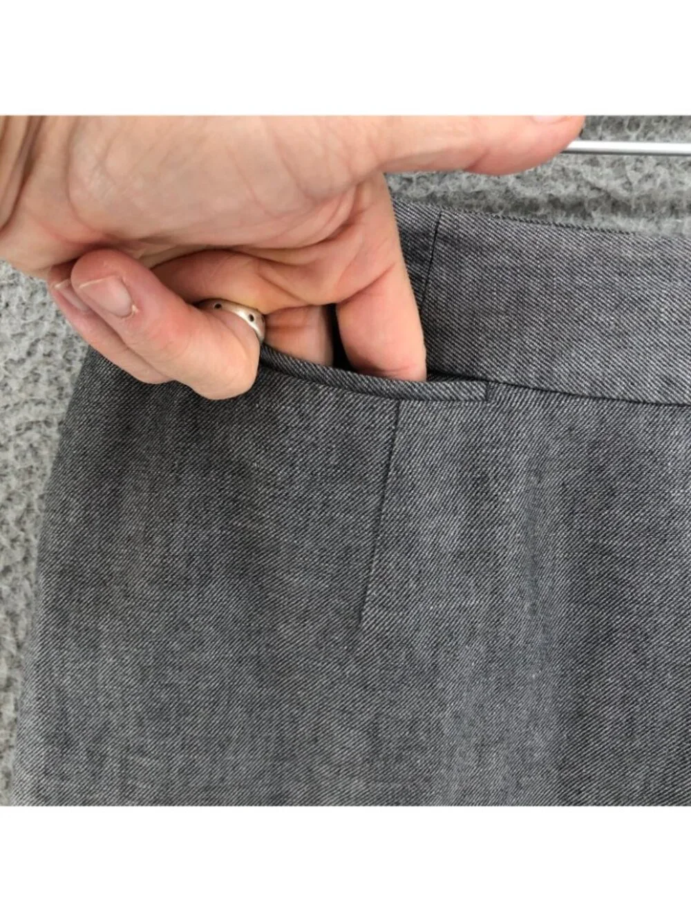 Banana Republic Skirt Womens 4 Gray Linen Cotton Blend Pencil Coin Pocket Career
